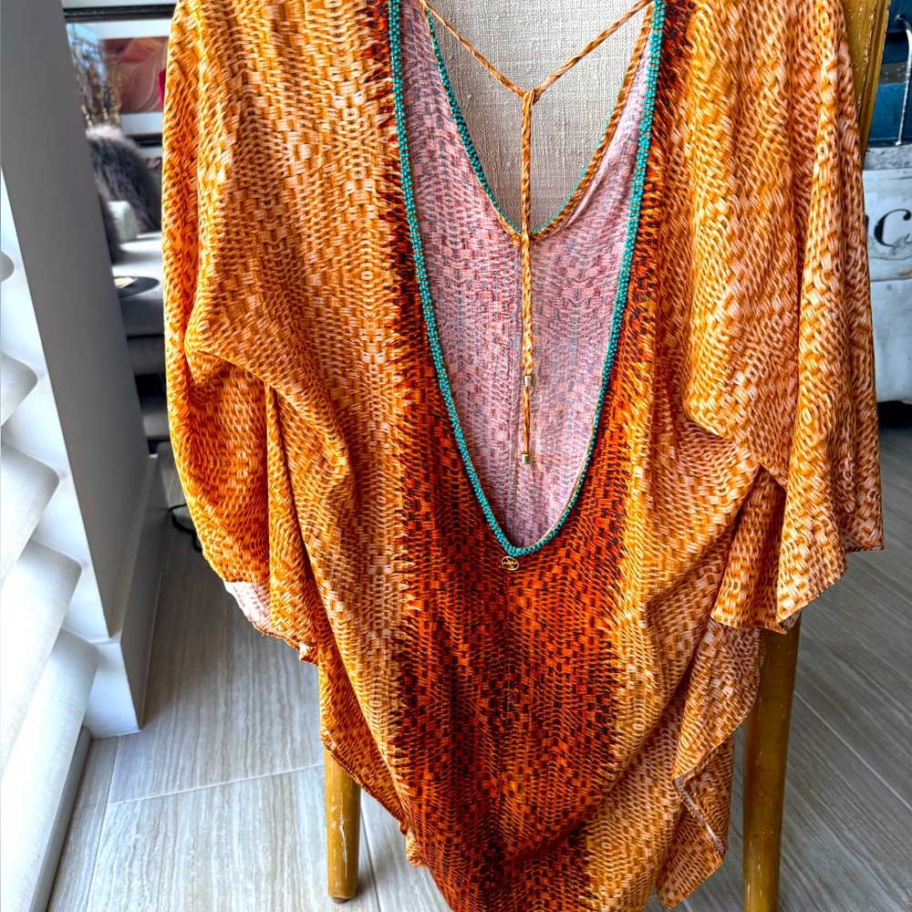 Vix Orange and Brown Swim Coverup
